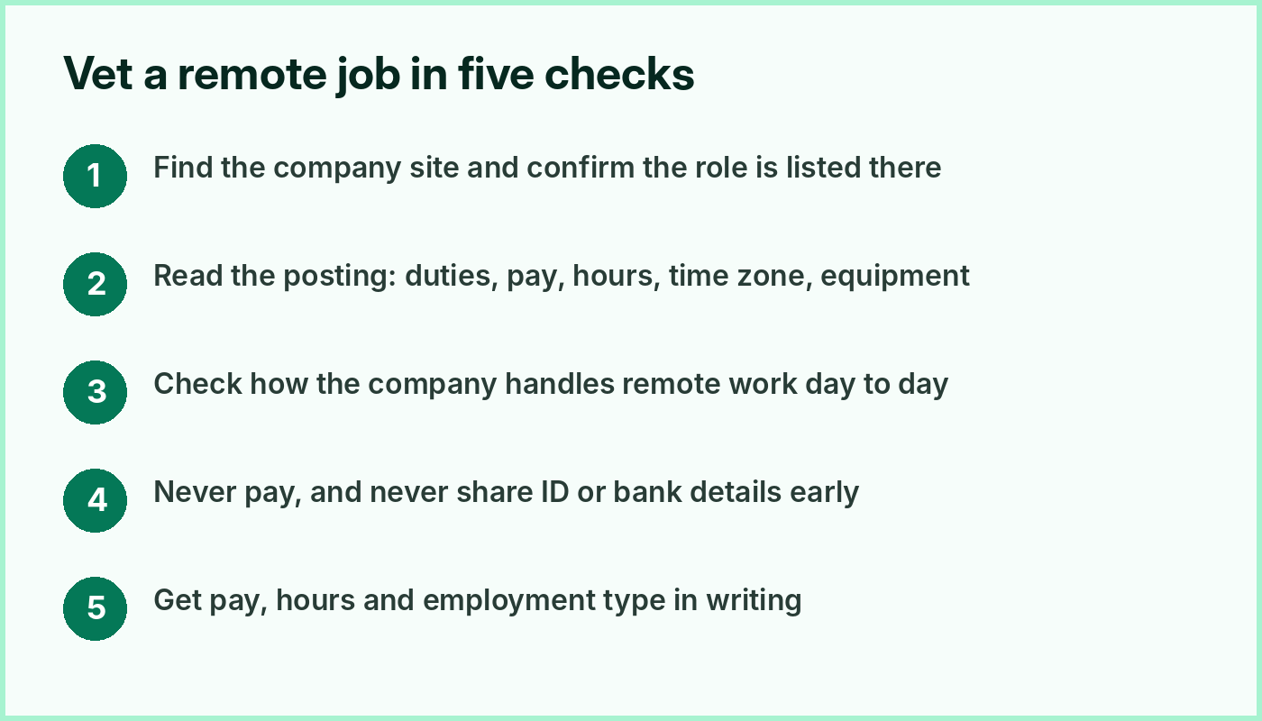 A five-step checklist for vetting a remote job offer
